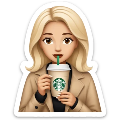 Fashion woman drinking starbucks coffee sticker