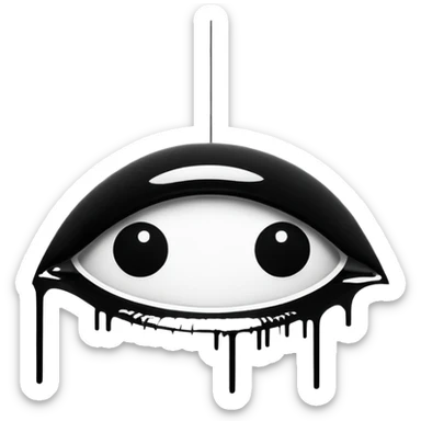 Un volto minimal e spigoloso, nero su sfondo trasparente. Gli occhi sono due X bianche, fredde e taglienti. La bocca è una linea spezzata, quasi come un glitch. Nessun sorriso, solo attitudine. Un simbolo urbano, silenzioso ma carico di rumore sticker