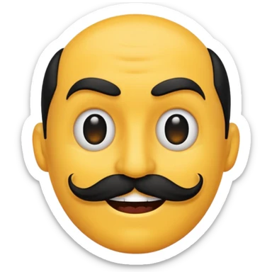 Create a Chinese smile emoji. Use the regular smile emoji and update its looks accordingly. the smile should contain an evil smile with a long Chinese like mustache sticker
