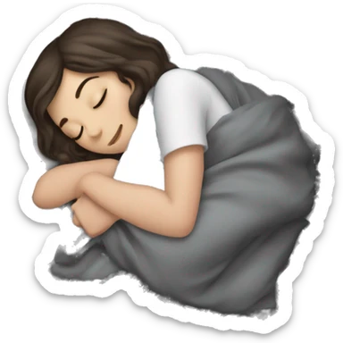 Brunette girl sleeping with grate dane sticker