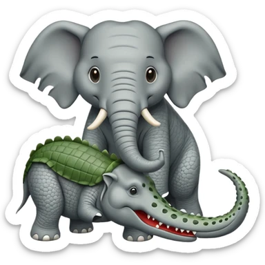 elefante con un cocodrilo en la mano sticker