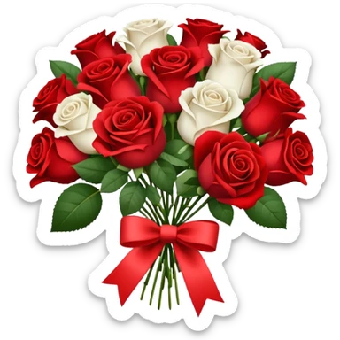 red bouquet with red and white roses sticker