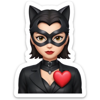 Catwoman emoji with heart sticker