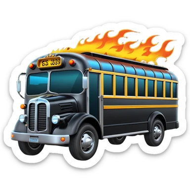 Mad max survival apocalypse Darth Vader’s Batman-armored 1936 black graphite colored school bus with horizontal holographic flames and neon underneath  sticker