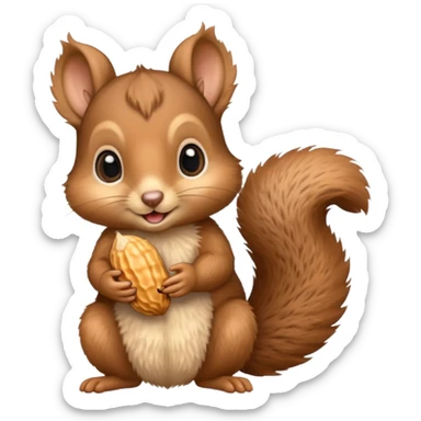 baby squirrel hold a peanut sticker