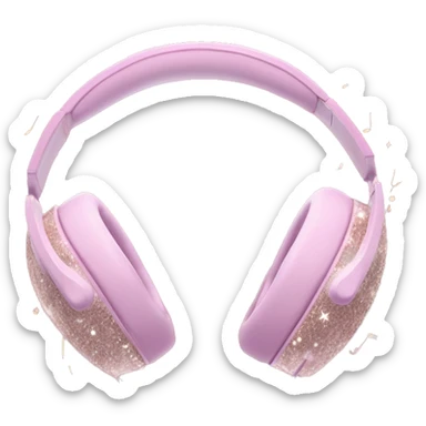 Pastel Pink Headphones "A pastel pink pair of headphones with glowing ear cups, sparkling patterns on the band, and a trail of glittery music notes floating around." sticker
