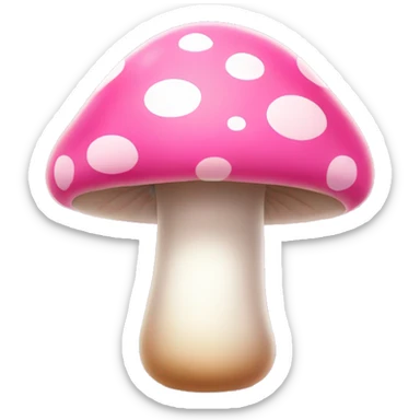 cute pink mushroom with glowing white polka dots sticker