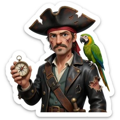 pirate and parrot sticker