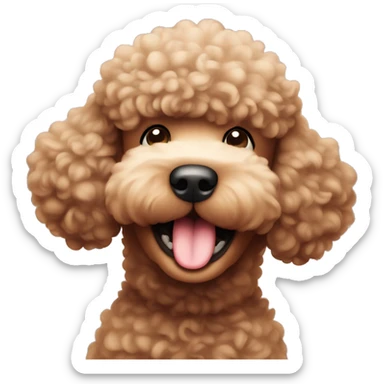 Chubby brown poodle winking sticker