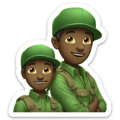 two brothers in green hats sticker