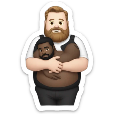 fat white bearded man holding black male from behind sticker