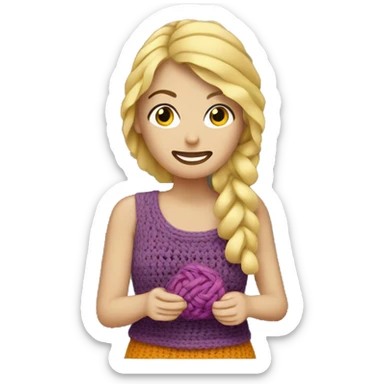 Blonde woman crocheting  sticker