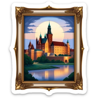 Cinematic Realistic Wawel Castle Landmark Emoji, depicted with the historic royal castle rendered with intricate detail and dramatic, majestic lighting. sticker