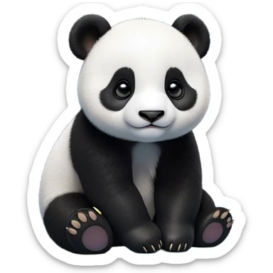 Cinematic Noble Baby Panda Portrait Emoji, Poised and regal, with a tiny, adorable build and a soft, fuzzy Fur of black and white, deep-set soulful gentle eyes, Simplified yet sharp and sophisticated features, highly detailed, glowing with a soft, dignified glow, high shine, intelligent and endearing, stylized with an air of miniature majesty, focused and attentive, soft glowing outline, capturing the essence of a watchful and confident little panda, so majestic it feels as though it could toddle out of the screen with effortless authority! sticker