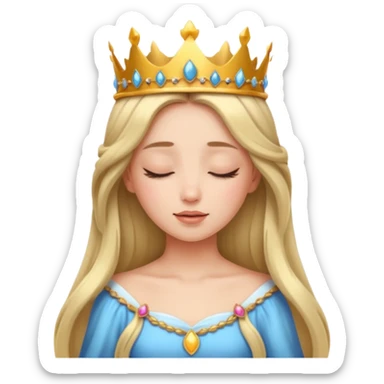 a beautiful princess closing her eyes calmly sticker