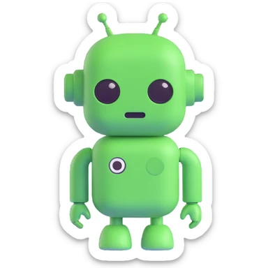 A green chat bot with a neutral expression sticker