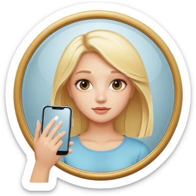 blonde girl taking mirror selfie sticker