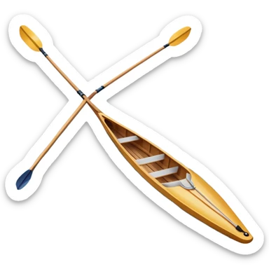 An icon showing a close-up of crossed oars, a sleek racing shell, and rippling water, symbolizing rowing. The design includes droplets in motion and a streamlined boat tip cutting through waves. Transparent background emphasizes strength, precision, and the spirit of competitive rowing sticker