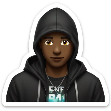 heartfelt portrait of boy wearing a black hoodie and dj-ing an edm festival  sticker