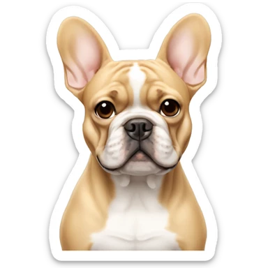 Tan French bulldog with a white man sticker