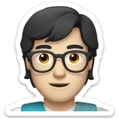 Medic man with black hair, pale skin, round glasses, blue eyes sticker