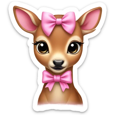 Baby deer with pink bow sticker