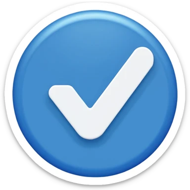 A blue circle with a white tick in the middle  sticker