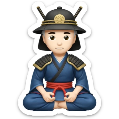 asian white skin Samurai in Hat, Samurai kneeling  sticker