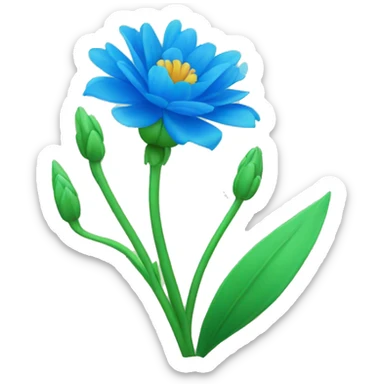 una flor azul con espinas y tallos verdes sticker