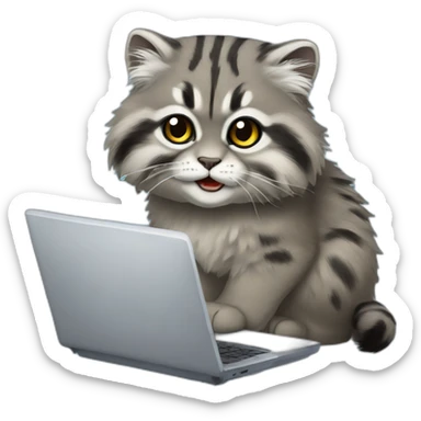 Pallas cat working with laptop sticker