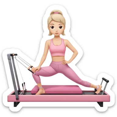 pilates beige reformer girl with pink set of clothes.  sticker
