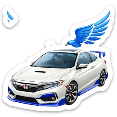 8th gen all white honda si with blue wing sticker