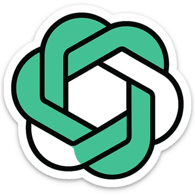 modern minimal GPT icon, green and white, tech logo style sticker