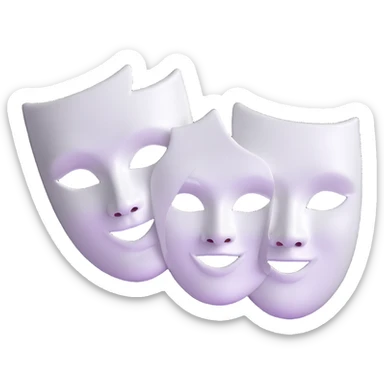 ancient Greek theater masks, classical comedy and tragedy faces, white dramatic theater masks sticker