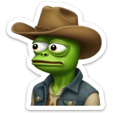 Portrait of Cowboy Pepe The Frog sad sticker