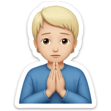 Pleading face with hands praying  sticker