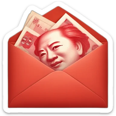 Red envelope with Chinese yuan  sticker