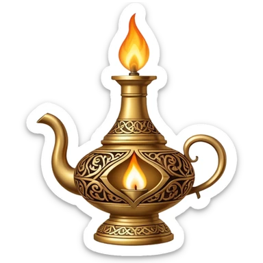 traditional middle eastern oil lamp with flame sticker