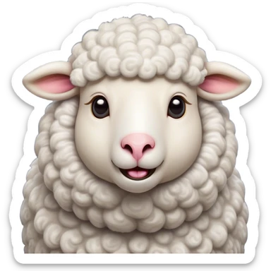 Cinematic Comical Sheep Portrait Emoji, Head tilted dramatically with an exaggeratedly amused expression, featuring a strikingly fluffy white fleece with a quirky pattern and wide, expressive eyes filled with playful disbelief, Simplified yet hilariously expressive features, highly detailed, glowing with a slightly sassy glow, high shine, dramatic yet playful, stylized with an air of cheeky mischief, bright and endearing, soft glowing outline, capturing the essence of a spirited and over-the-top sheep, so meme-worthy it feels like it could baa its way into internet fame instantly! sticker
