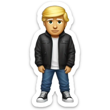 Donald Trump dressed in streetwear fashion sticker