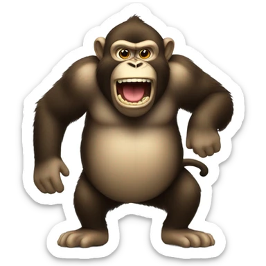 Big fat monkey with sharp teeth standing upright sticker