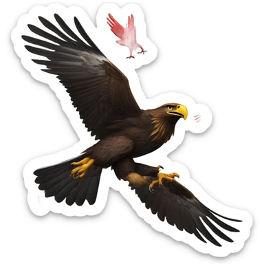 Golden eagle fighting a red cardinal sticker