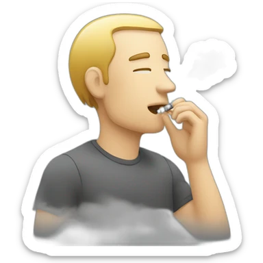 a man inhales and exhales vapor through an electronic cigarette sticker