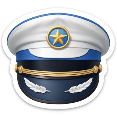 white captain hat with blue circle closeup alone sticker