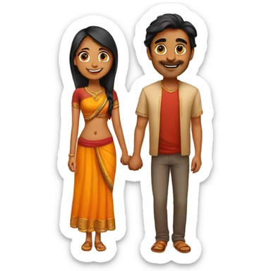 Indian guy and girl in love sticker