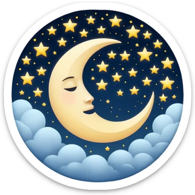 tranquil night sky, moon and twinkling stars, circular emoji avatar, moon without any face sticker