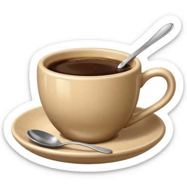 Beige cup of espresso with spoon sticker