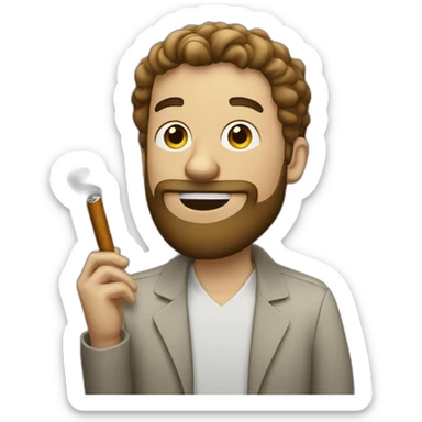 bearded guy holding a cigarrete sticker
