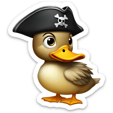 duckling wearing a pirate hat and an eyepatch  sticker
