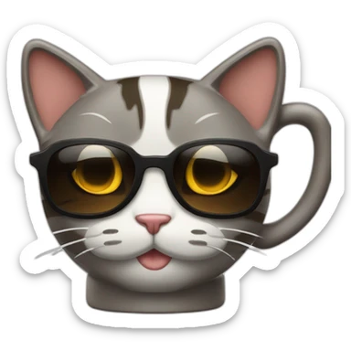 cool cat drink coffee cup sticker